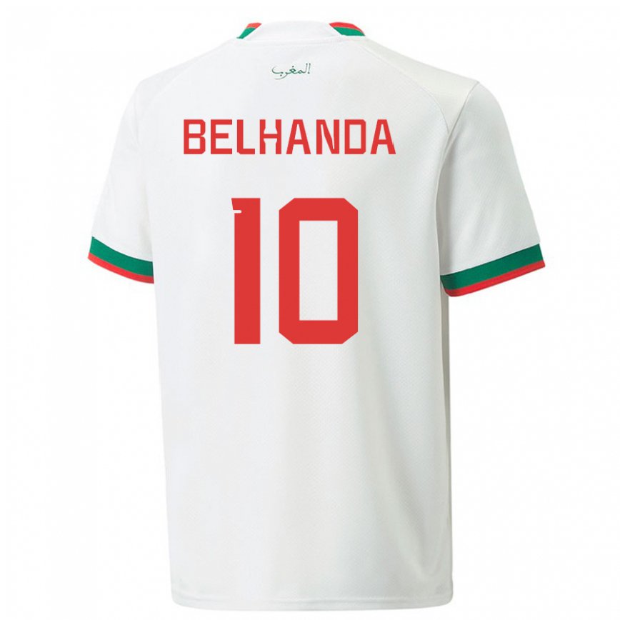 Niño Camiseta Marruecos Youness Belhanda #10 Blanco 2ª Equipación 22-24 Perú