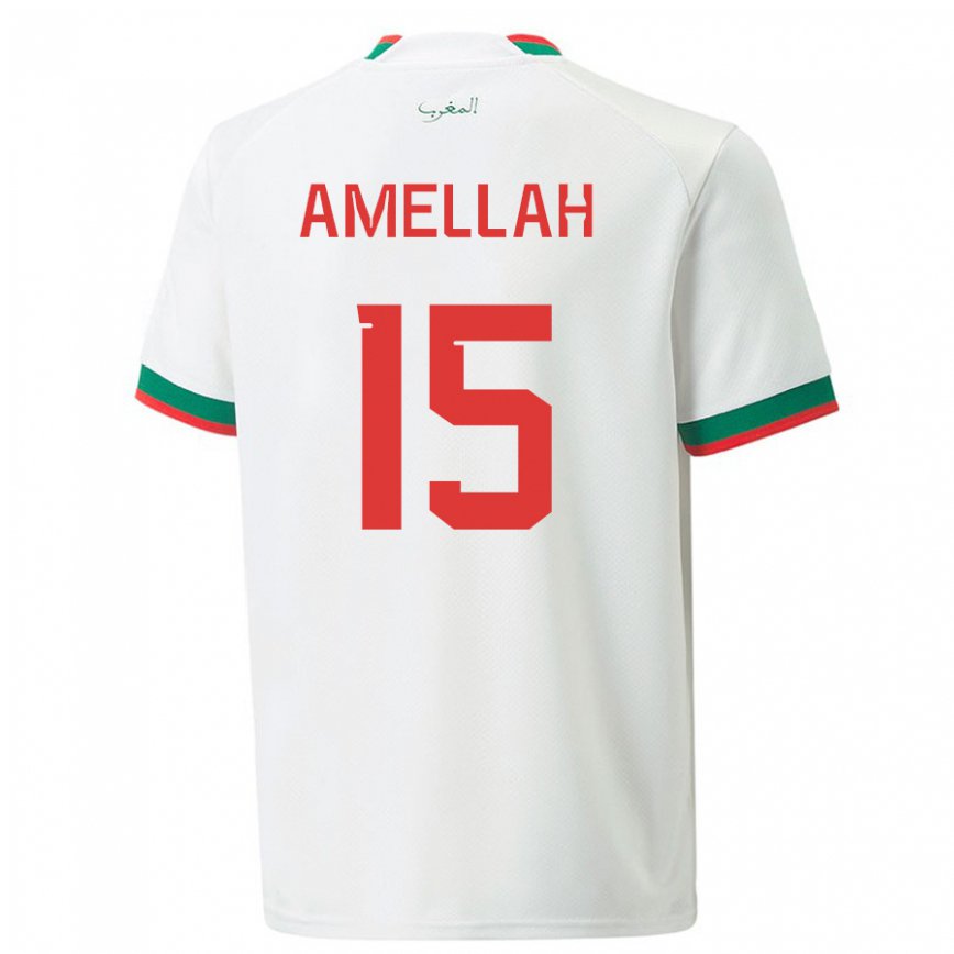 Niño Camiseta Marruecos Selim Amellah #15 Blanco 2ª Equipación 22-24 Perú