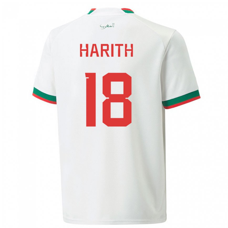 Niño Camiseta Marruecos Amine Harith #18 Blanco 2ª Equipación 22-24 Perú