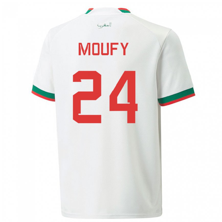 Niño Camiseta Marruecos Fahd Moufy #24 Blanco 2ª Equipación 22-24 Perú