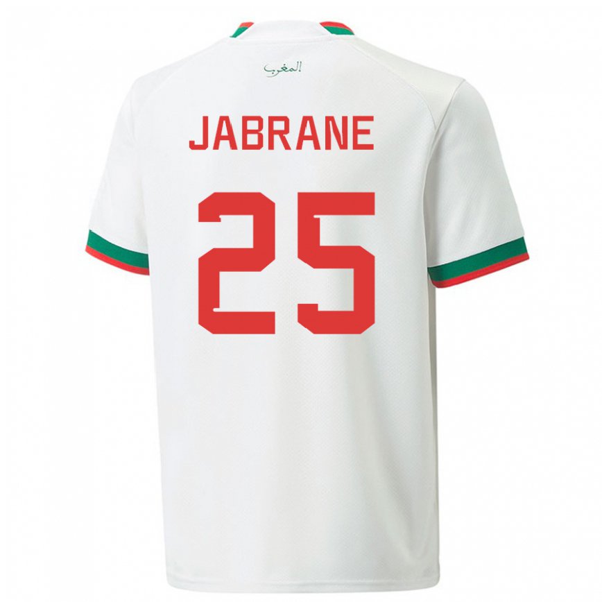 Niño Camiseta Marruecos Yahya Jabrane #25 Blanco 2ª Equipación 22-24 Perú