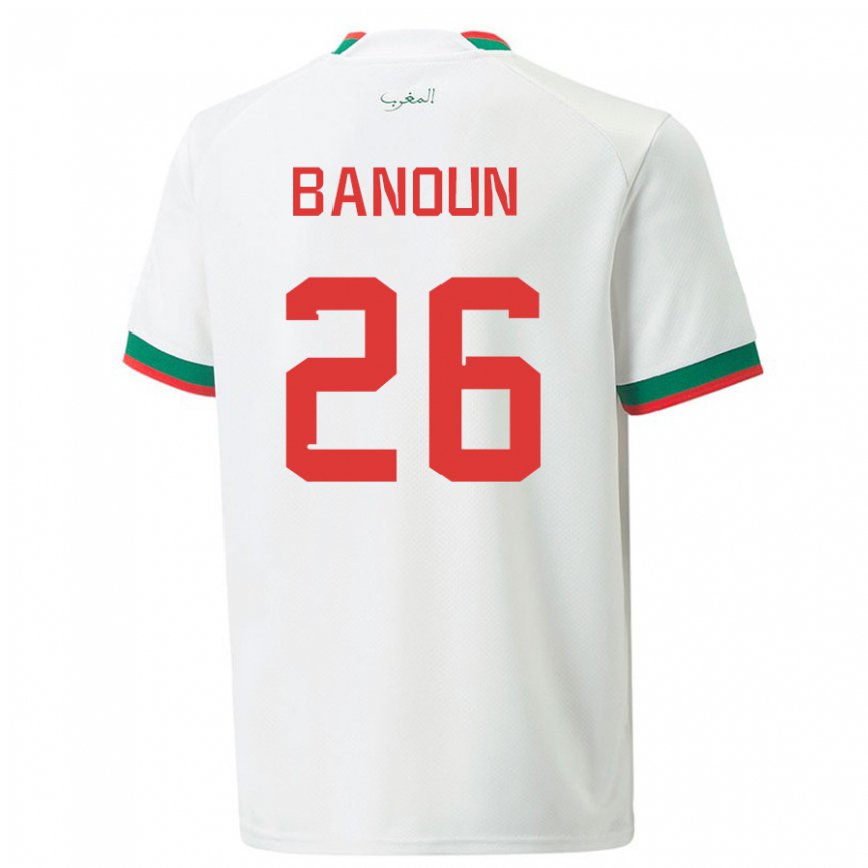 Niño Camiseta Marruecos Badr Banoun #26 Blanco 2ª Equipación 22-24 Perú