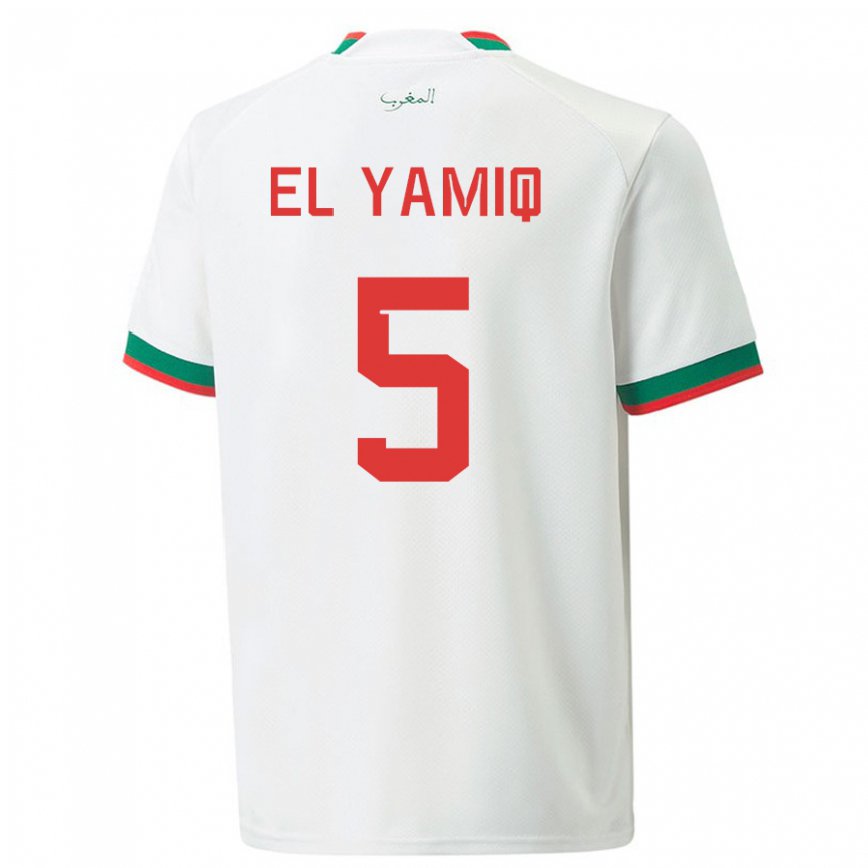 Niño Camiseta Marruecos Jawad El Yamiq #5 Blanco 2ª Equipación 22-24 Perú