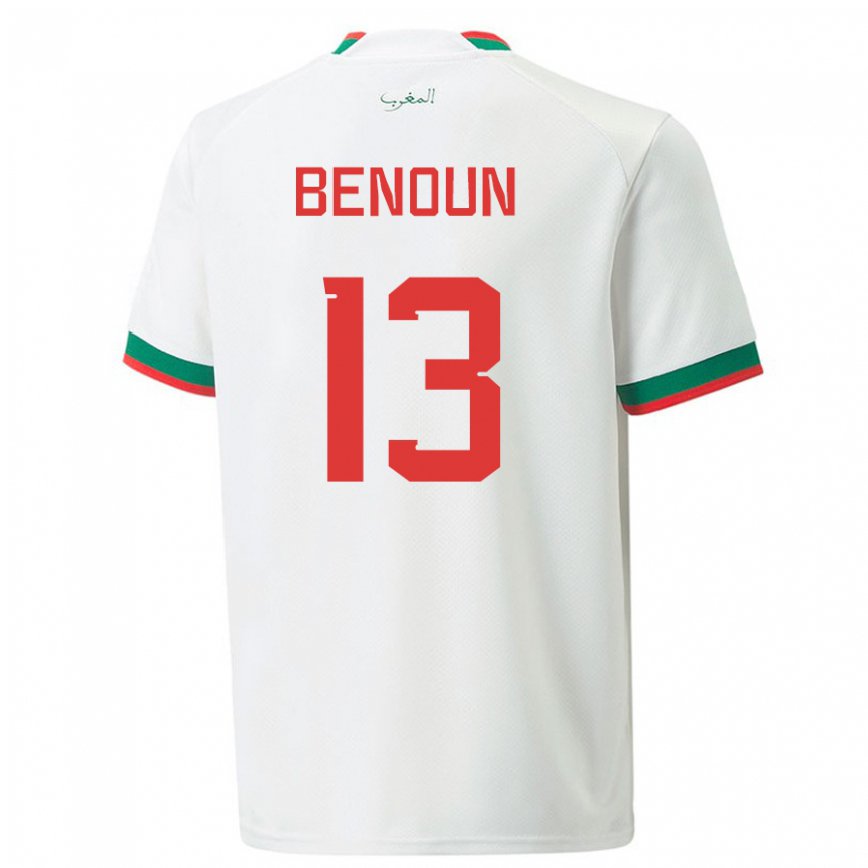 Niño Camiseta Marruecos Badr Benoun #13 Blanco 2ª Equipación 22-24 Perú