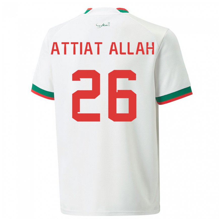 Niño Camiseta Marruecos Yahia Attiat-allah #26 Blanco 2ª Equipación 22-24 Perú