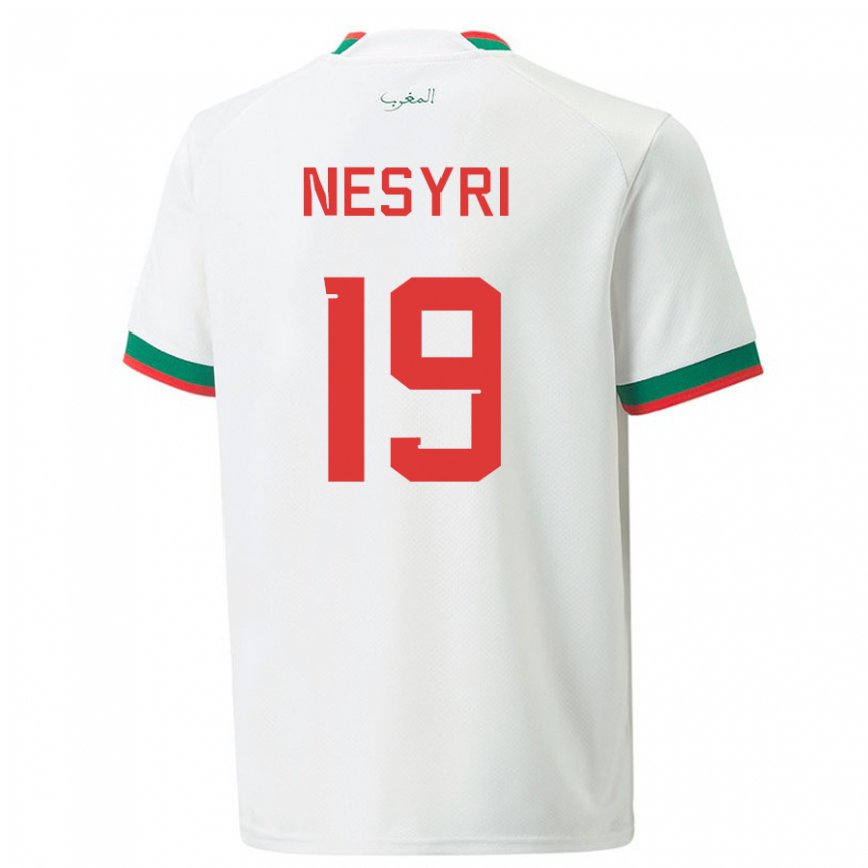 Niño Camiseta Marruecos Youssef En-nesyri #19 Blanco 2ª Equipación 22-24 Perú