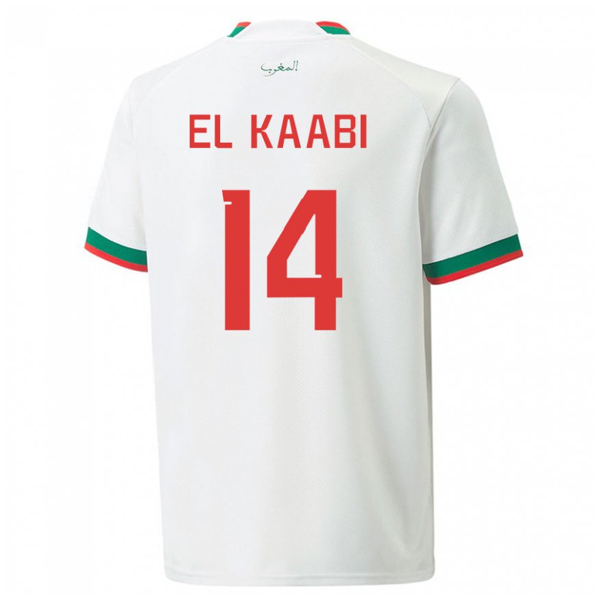 Niño Camiseta Marruecos Ayoub El Kaabi #14 Blanco 2ª Equipación 22-24 Perú