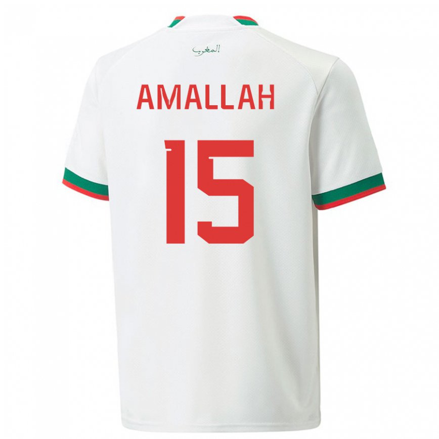 Niño Camiseta Marruecos Selim Amallah #15 Blanco 2ª Equipación 22-24 Perú