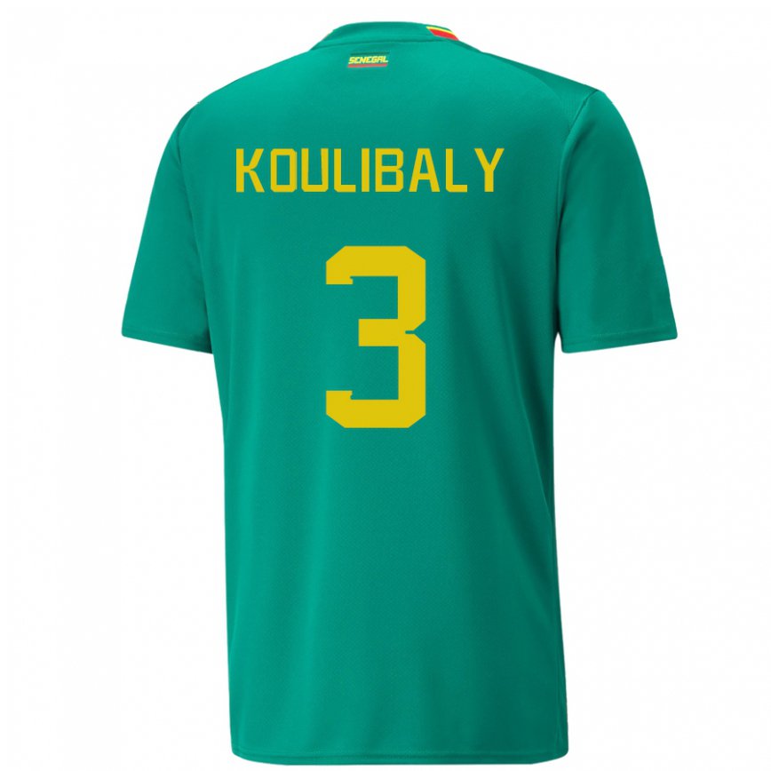 Niño Camiseta Senegal Kalidou Koulibaly #3 Verde 2ª Equipación 22-24 Perú