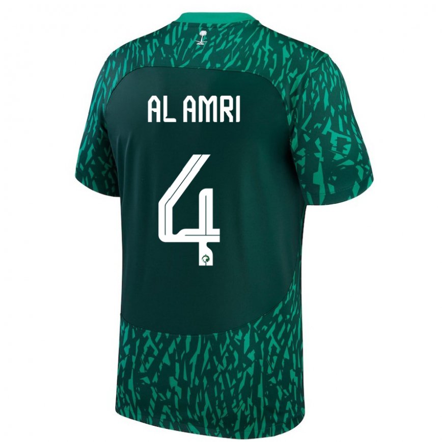 Niño Camiseta Arabia Saudita Abdulelah Al Amri #4 Verde Oscuro 2ª Equipación 22-24 Perú