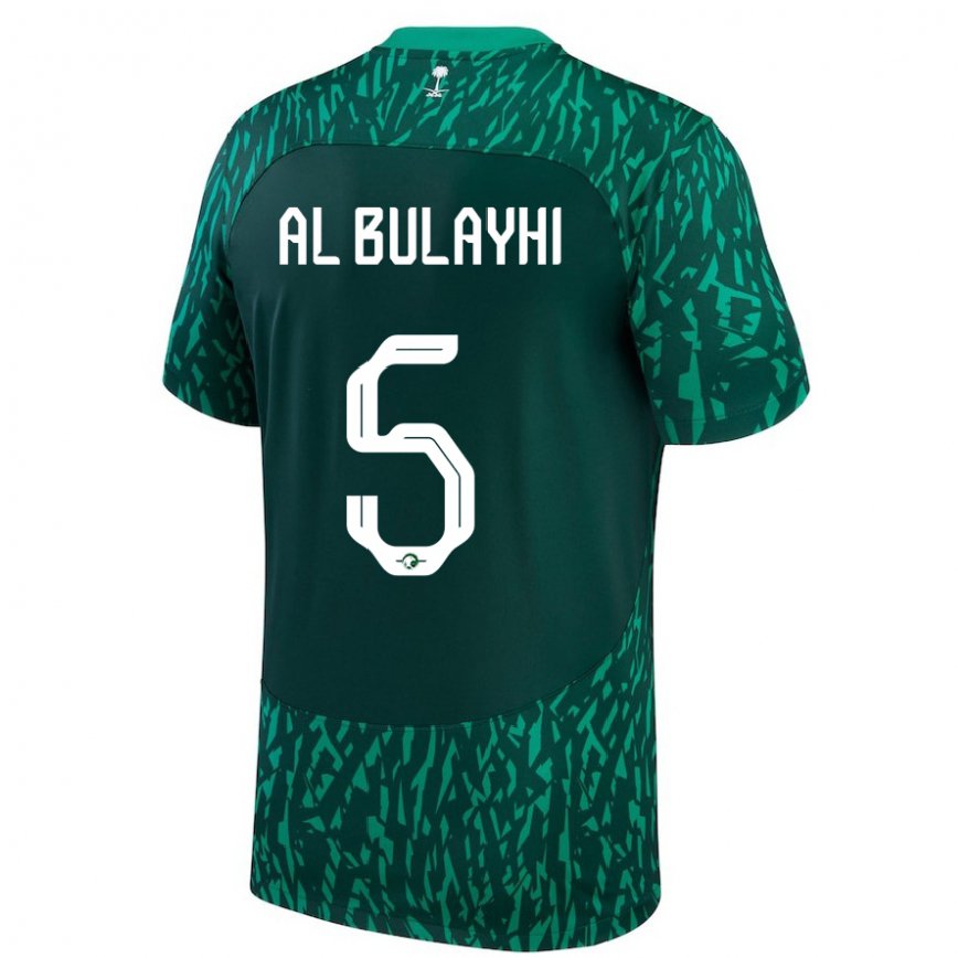 Niño Camiseta Arabia Saudita Ali Al Bulayhi #5 Verde Oscuro 2ª Equipación 22-24 Perú