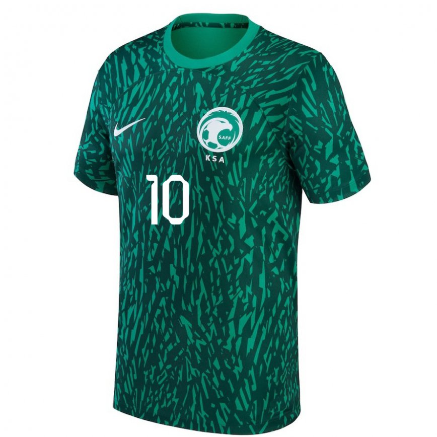 Niño Camiseta Arabia Saudita Salem Al Dawsari #10 Verde Oscuro 2ª Equipación 22-24 Perú