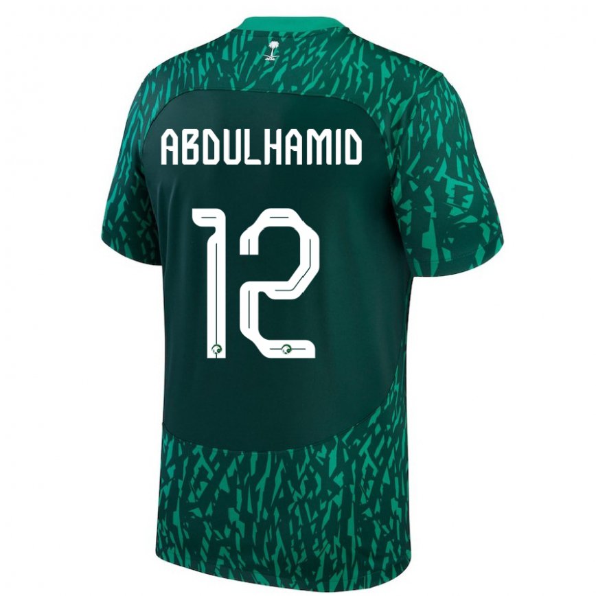 Niño Camiseta Arabia Saudita Saud Abdulhamid #12 Verde Oscuro 2ª Equipación 22-24 Perú