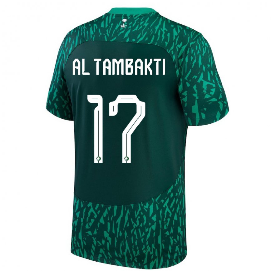 Niño Camiseta Arabia Saudita Hassan Al Tambakti #17 Verde Oscuro 2ª Equipación 22-24 Perú