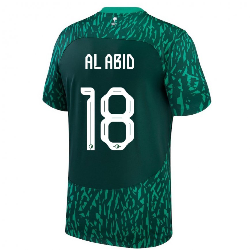 Niño Camiseta Arabia Saudita Nawaf Al Abid #18 Verde Oscuro 2ª Equipación 22-24 Perú