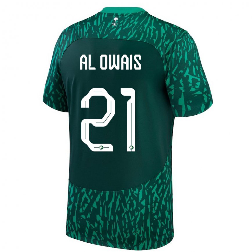 Niño Camiseta Arabia Saudita Mohammed Al Owais #21 Verde Oscuro 2ª Equipación 22-24 Perú