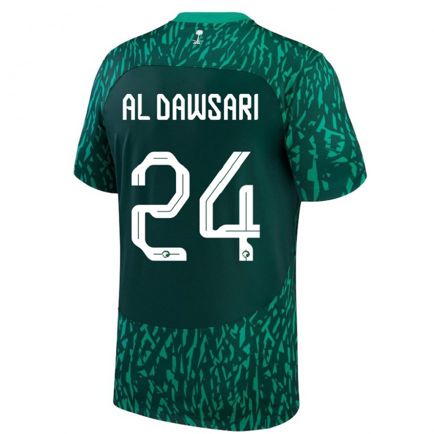 Niño Camiseta Arabia Saudita Nasser Al Dawsari #24 Verde Oscuro 2ª Equipación 22-24 Perú