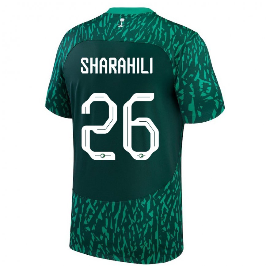 Niño Camiseta Arabia Saudita Riyadh Sharahili #26 Verde Oscuro 2ª Equipación 22-24 Perú