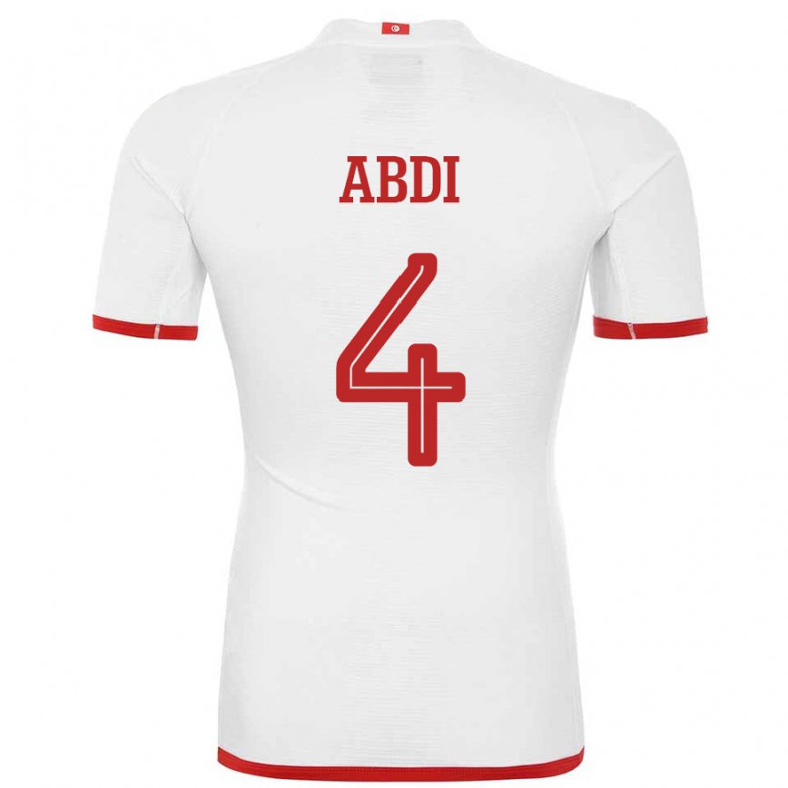 Niño Camiseta Túnez Ali Abdi #4 Blanco 2ª Equipación 22-24 Perú