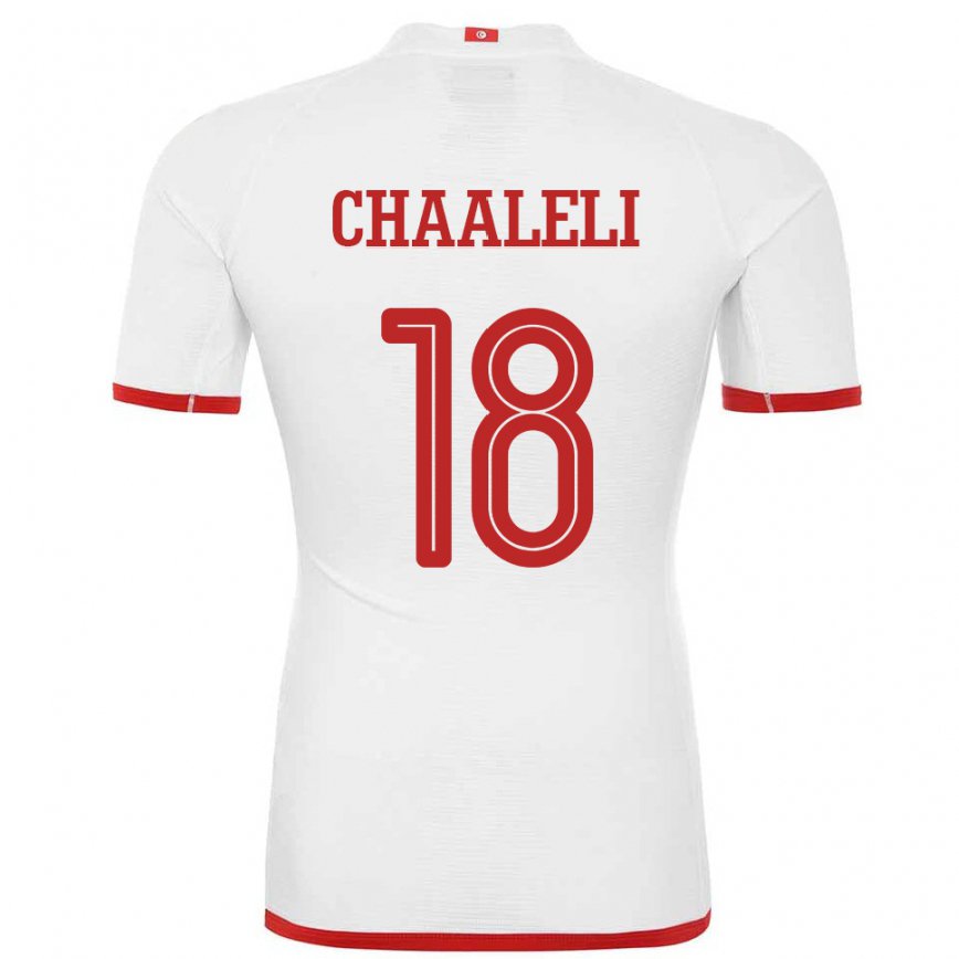 Niño Camiseta Túnez Ghaliene Chaaleli #18 Blanco 2ª Equipación 22-24 Perú