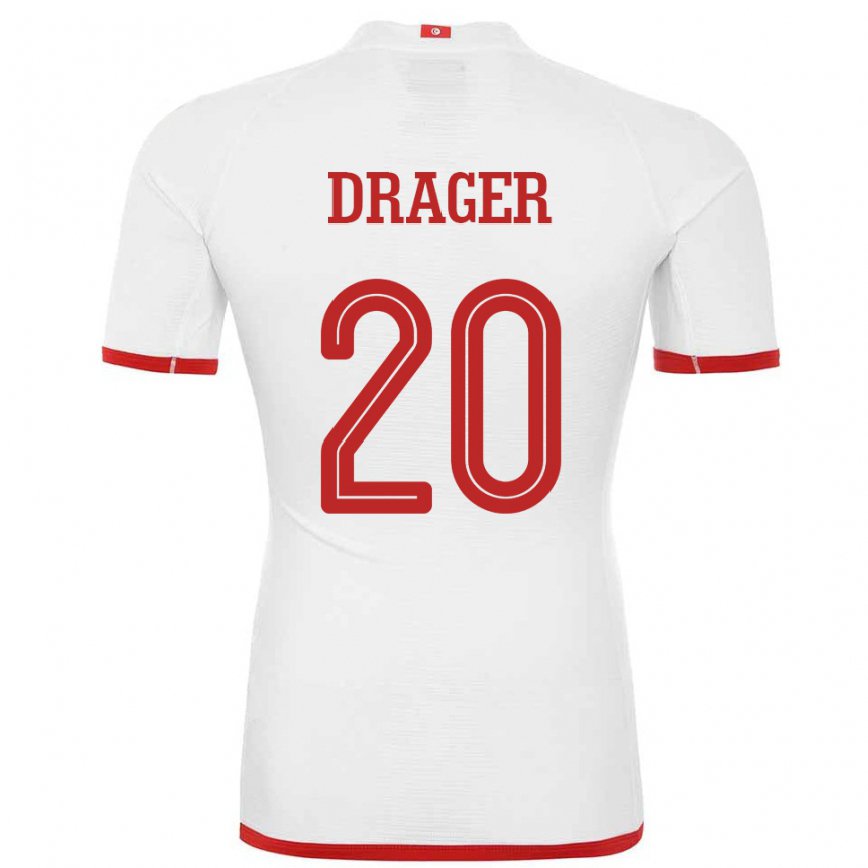 Niño Camiseta Túnez Mohamed Drager #20 Blanco 2ª Equipación 22-24 Perú