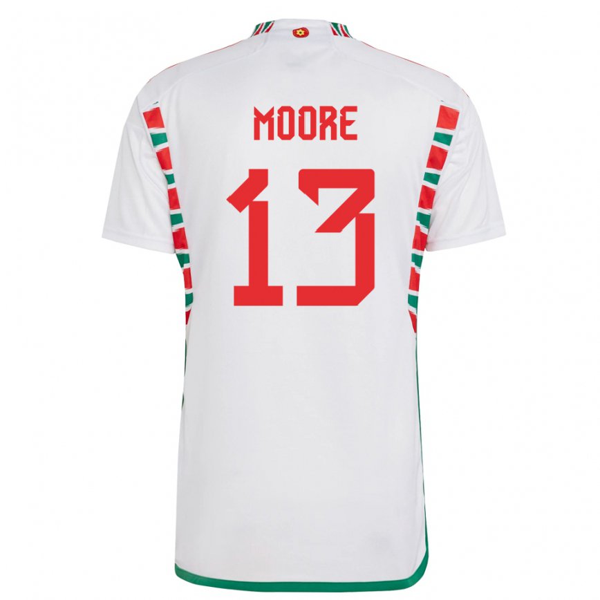 Niño Camiseta Gales Kieffer Moore #13 Blanco 2ª Equipación 22-24 Perú