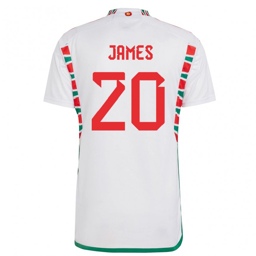 Niño Camiseta Gales Daniel James #20 Blanco 2ª Equipación 22-24 Perú