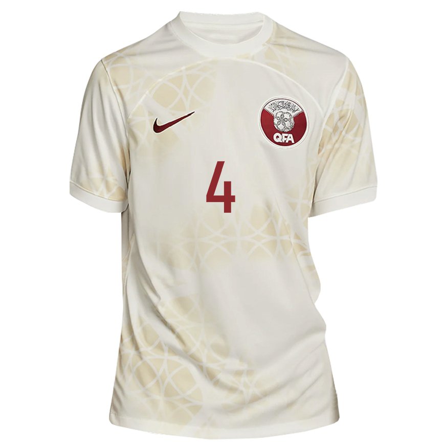 Niño Camiseta Catar Mohammed Waad #4 Beis Dorado 2ª Equipación 22-24 Perú