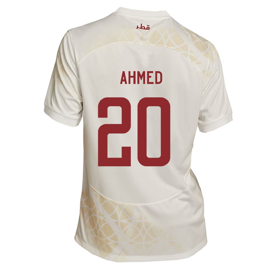 Niño Camiseta Catar Ahmed Fadel Hasaba #20 Beis Dorado 2ª Equipación 22-24 Perú