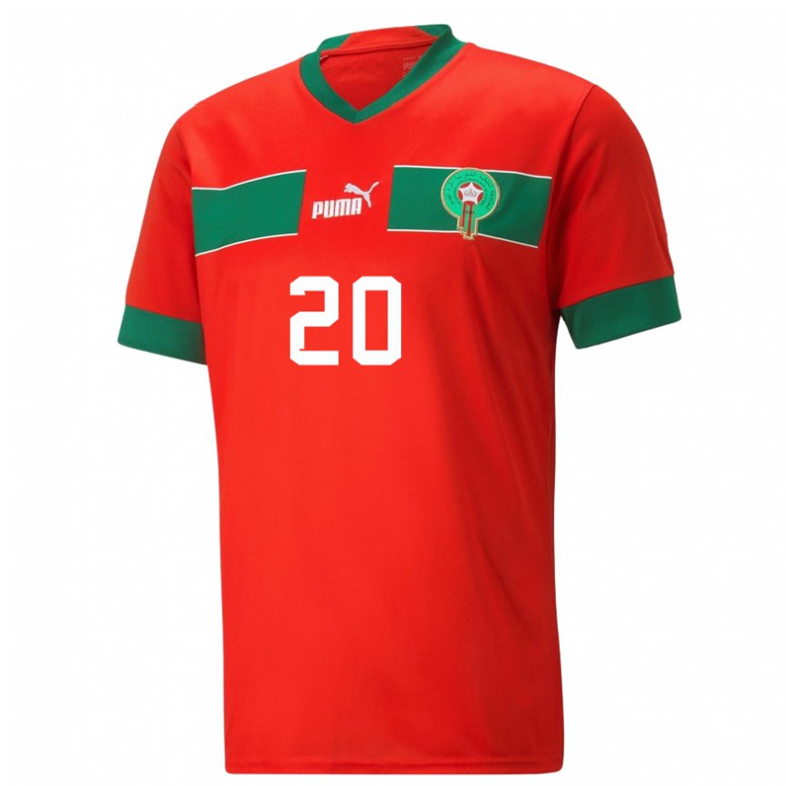 Hombre Camiseta Marruecos Achraf Dari #20 Rojo 1ª Equipación 22-24 Perú