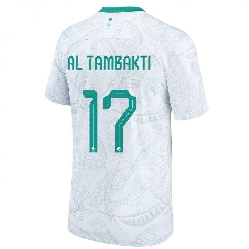 Hombre Camiseta Arabia Saudita Hassan Al Tambakti #17 Blanco 1ª Equipación 22-24 Perú