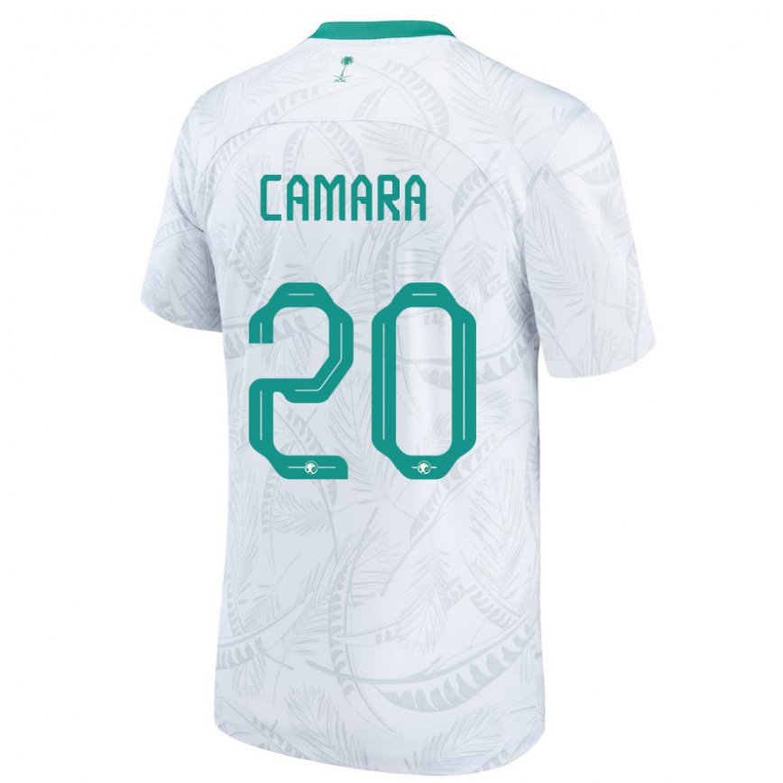 Hombre Camiseta Arabia Saudita Haroune Camara #20 Blanco 1ª Equipación 22-24 Perú