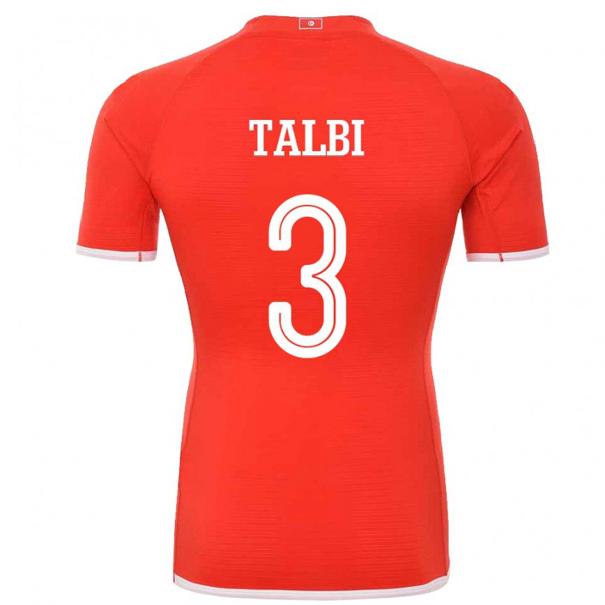 Hombre Camiseta Túnez Montassar Talbi #3 Rojo 1ª Equipación 22-24 Perú