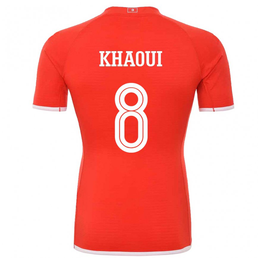 Hombre Camiseta Túnez Saif Eddine Khaoui #8 Rojo 1ª Equipación 22-24 Perú