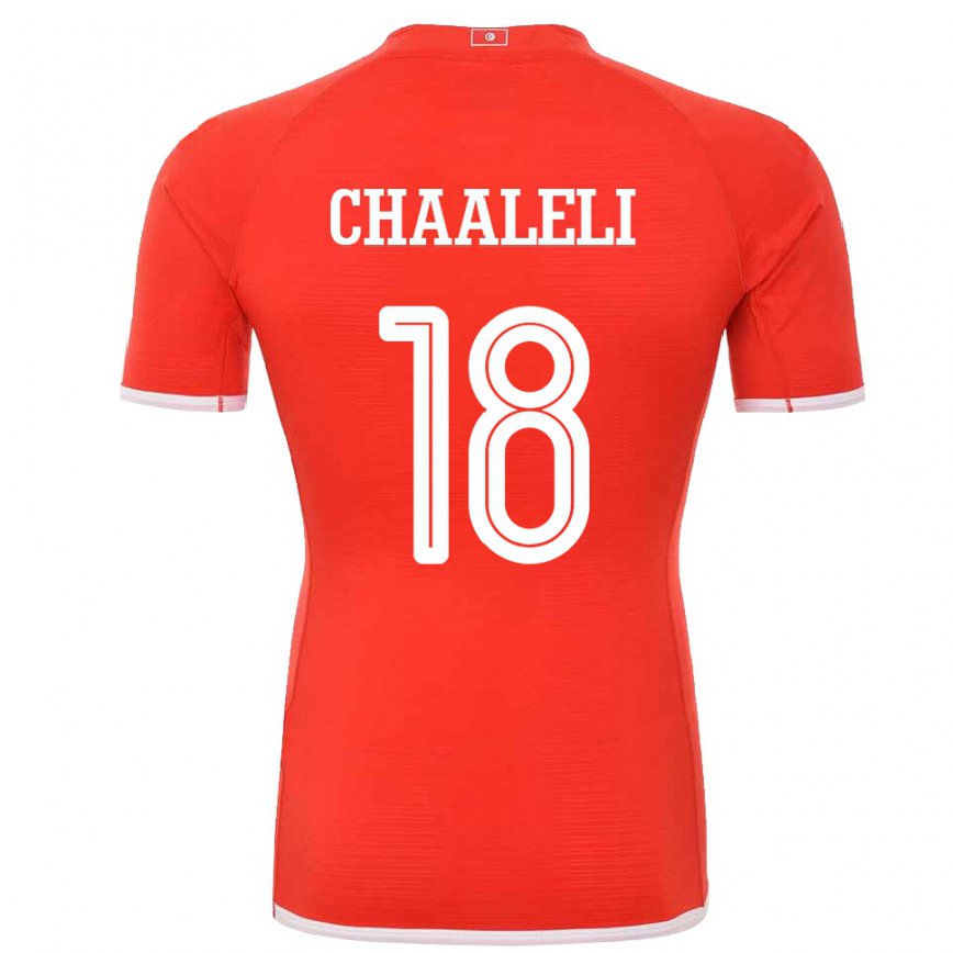 Hombre Camiseta Túnez Ghaliene Chaaleli #18 Rojo 1ª Equipación 22-24 Perú