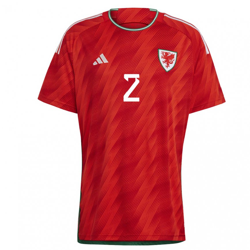 Hombre Camiseta Gales Chris Gunter #2 Rojo 1ª Equipación 22-24 Perú