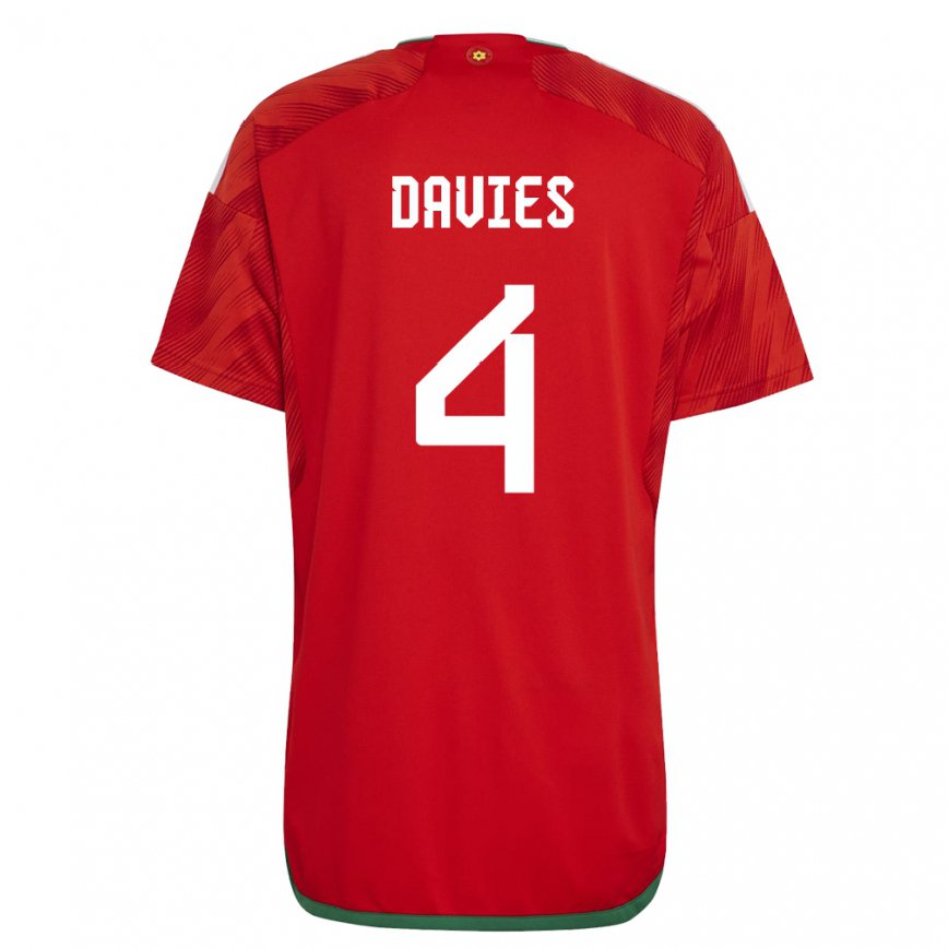 Hombre Camiseta Gales Ben Davies #4 Rojo 1ª Equipación 22-24 Perú