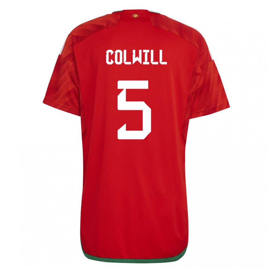 Hombre Camiseta Gales Rubin Colwill #5 Rojo 1ª Equipación 22-24 Perú