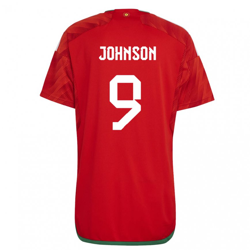 Hombre Camiseta Gales Brennan Johnson #9 Rojo 1ª Equipación 22-24 Perú