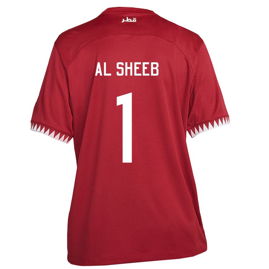 Hombre Camiseta Catar Saad Al Sheeb #1 Granate 1ª Equipación 22-24 Perú