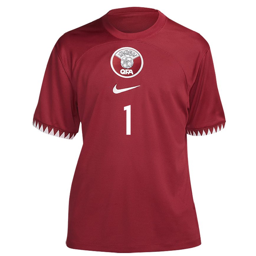 Hombre Camiseta Catar Saad Al Sheeb #1 Granate 1ª Equipación 22-24 Perú