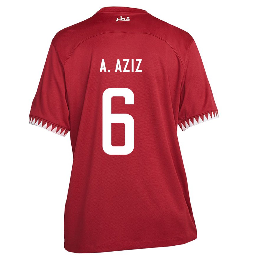 Hombre Camiseta Catar Abdulaziz Hatem #6 Granate 1ª Equipación 22-24 Perú