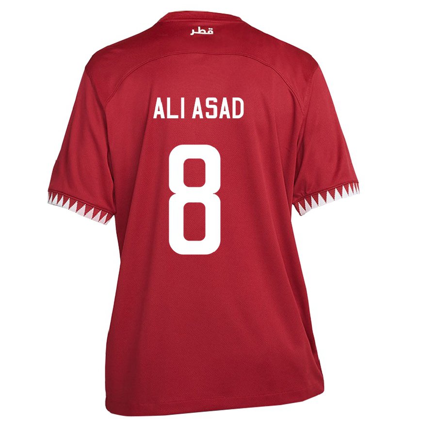 Hombre Camiseta Catar Ali Asad #8 Granate 1ª Equipación 22-24 Perú