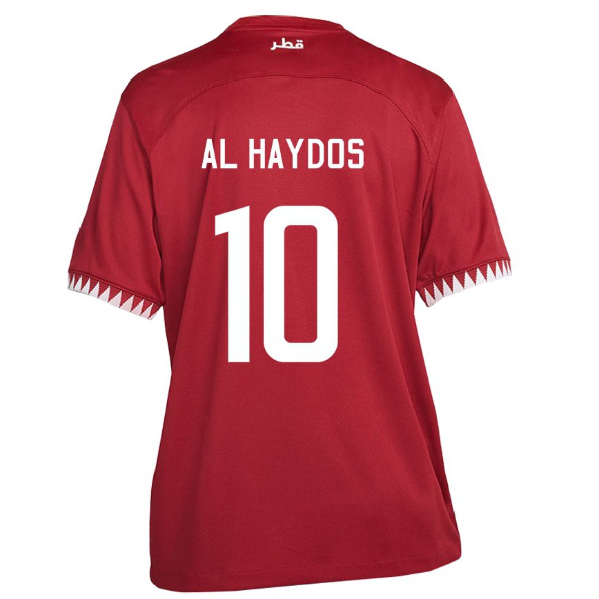 Hombre Camiseta Catar Hasan Al Haydos #10 Granate 1ª Equipación 22-24 Perú