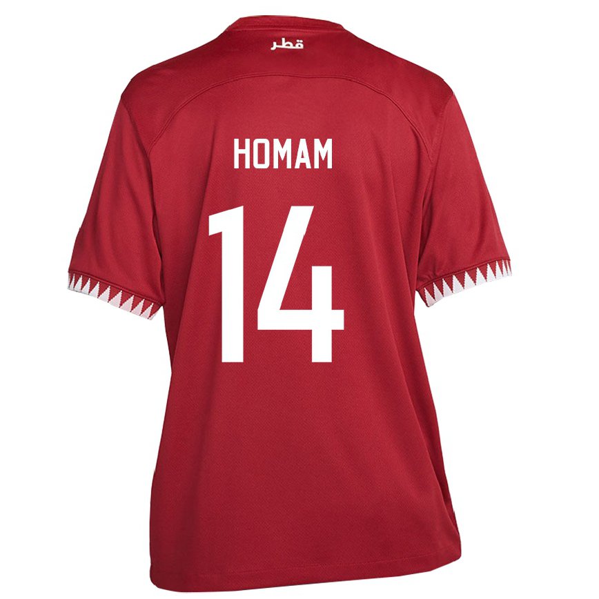 Hombre Camiseta Catar Homam Ahmed #14 Granate 1ª Equipación 22-24 Perú