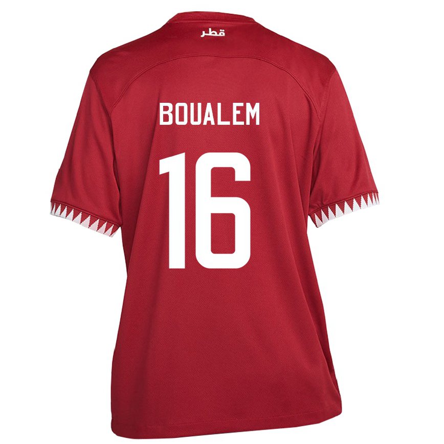 Hombre Camiseta Catar Boualem Khoukhi #16 Granate 1ª Equipación 22-24 Perú