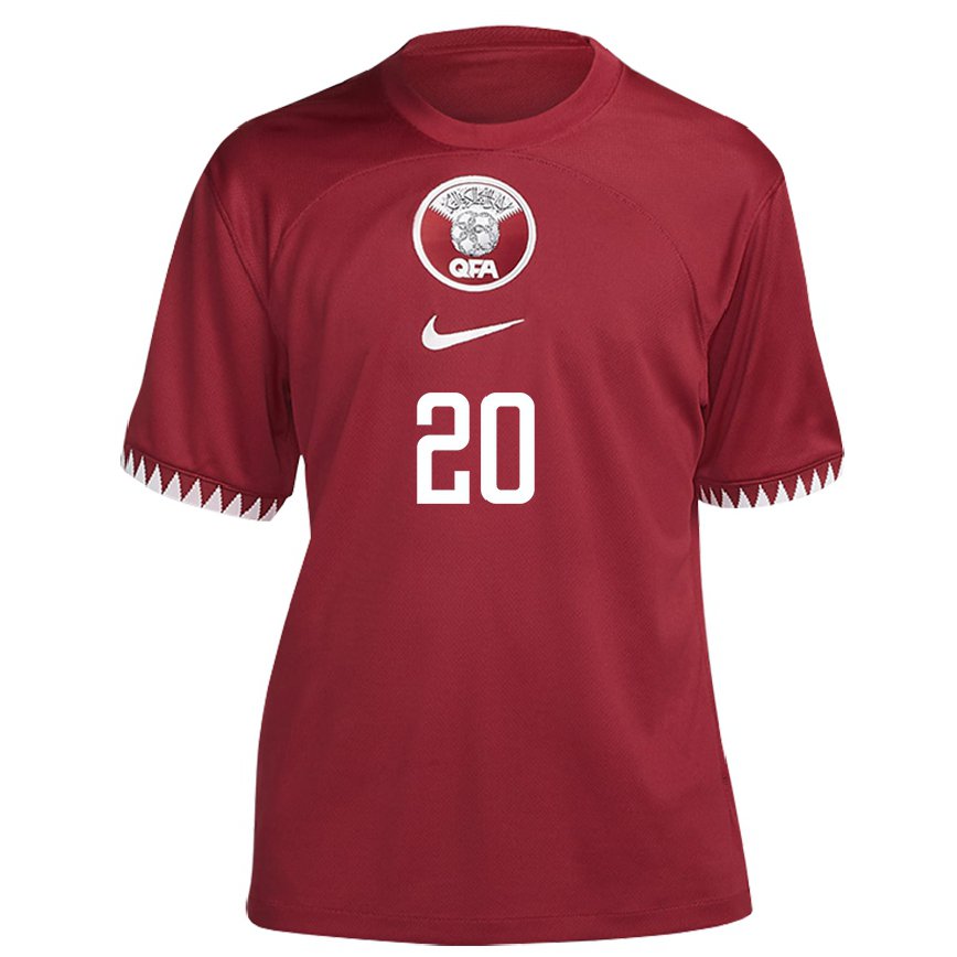 Hombre Camiseta Catar Salem Al Hajri #20 Granate 1ª Equipación 22-24 Perú