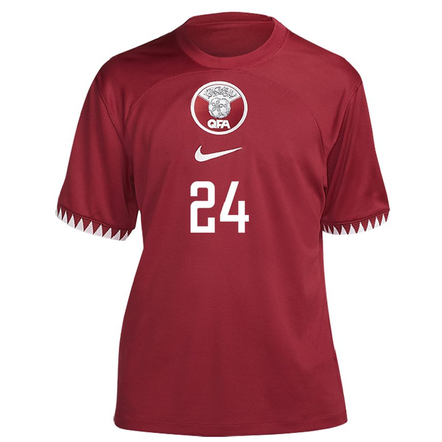 Hombre Camiseta Catar Naif Abdulraheem Al Hadhrami #24 Granate 1ª Equipación 22-24 Perú