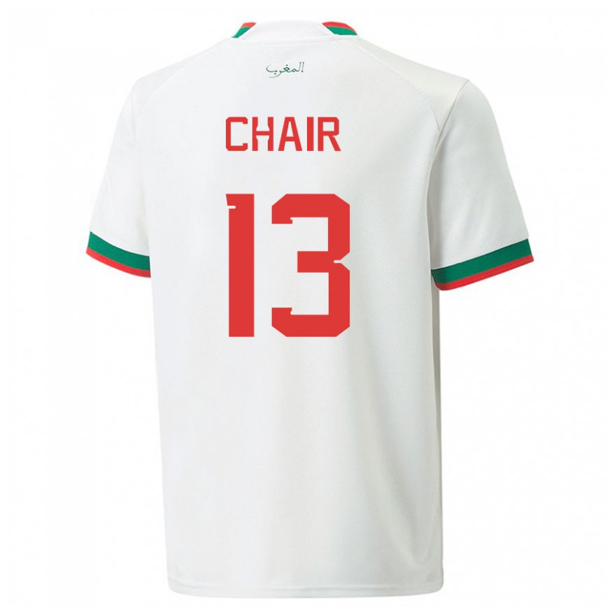 Hombre Camiseta Marruecos Iliass Chair #13 Blanco 2ª Equipación 22-24 Perú