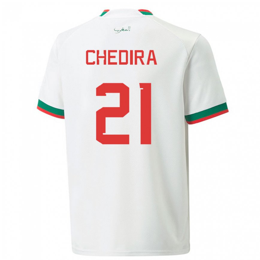 Hombre Camiseta Marruecos Walid Chedira #21 Blanco 2ª Equipación 22-24 Perú